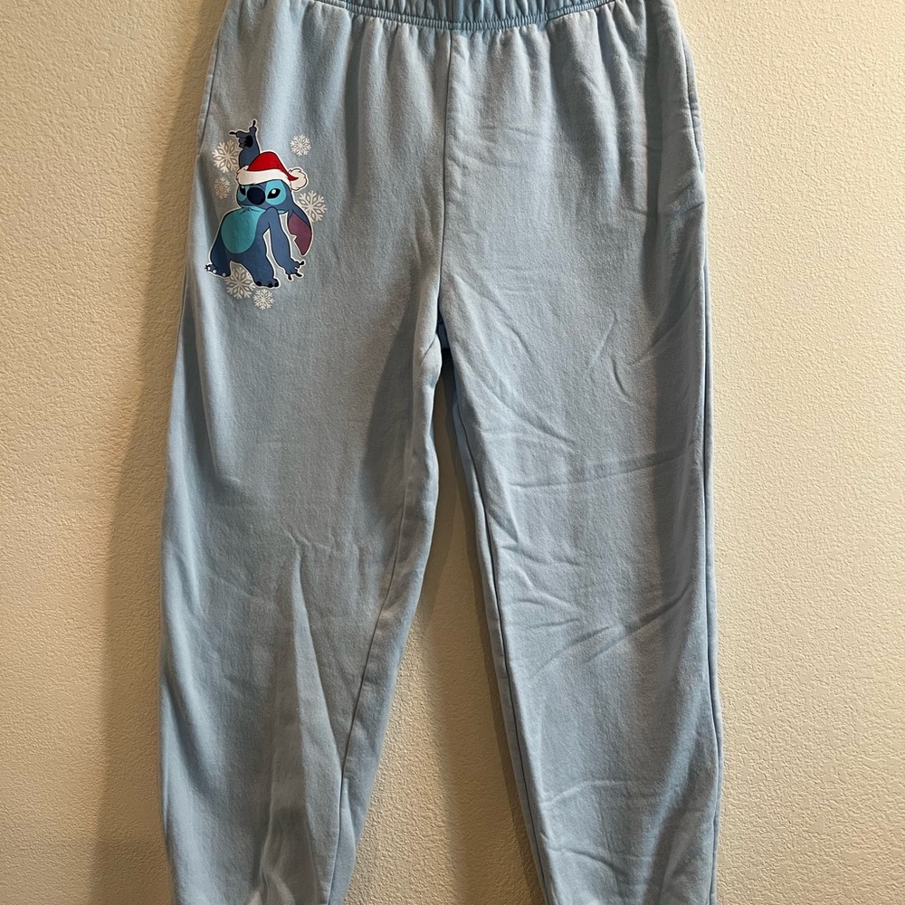 LILO and STITCH CHRISTMAS Winter Light Blue Joggers Kids Size: [M]